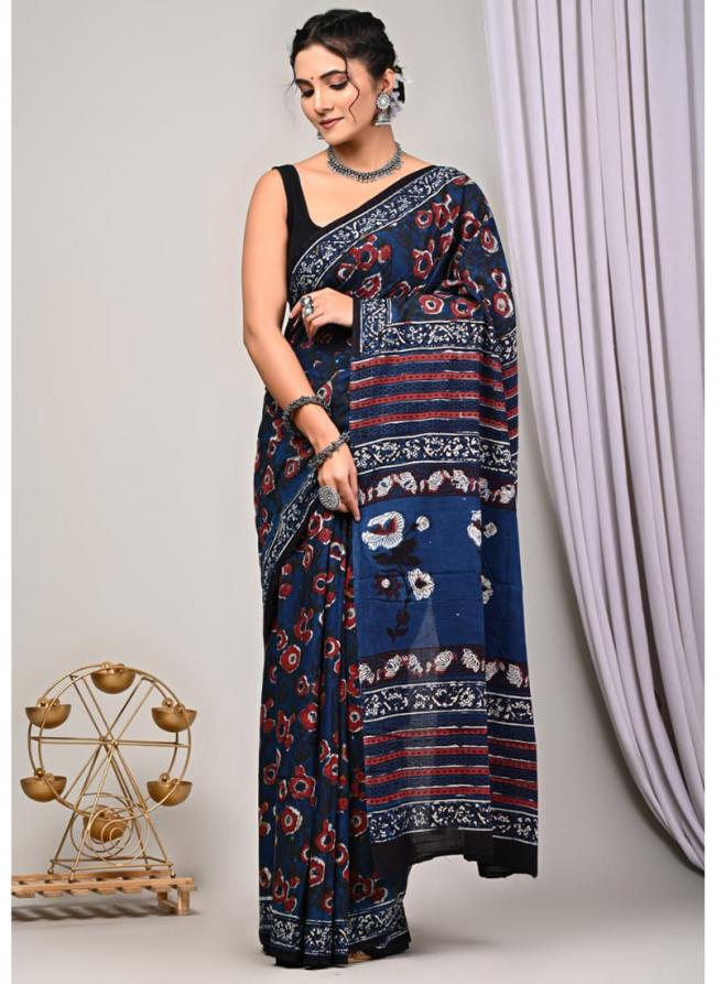 Cotton Multi Colour Casual Wear Printed Saree